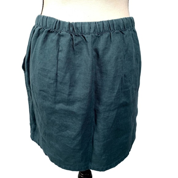 Garnet Hill 100% Linen Green Mini Skirt with pockets Sz XS‎ - Picture 5 of 6